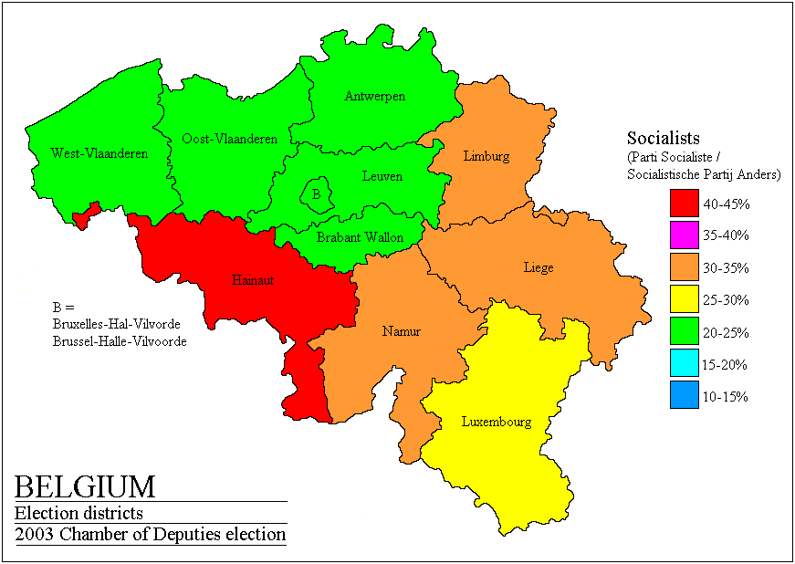 belgium legislative election 2003 map socialists