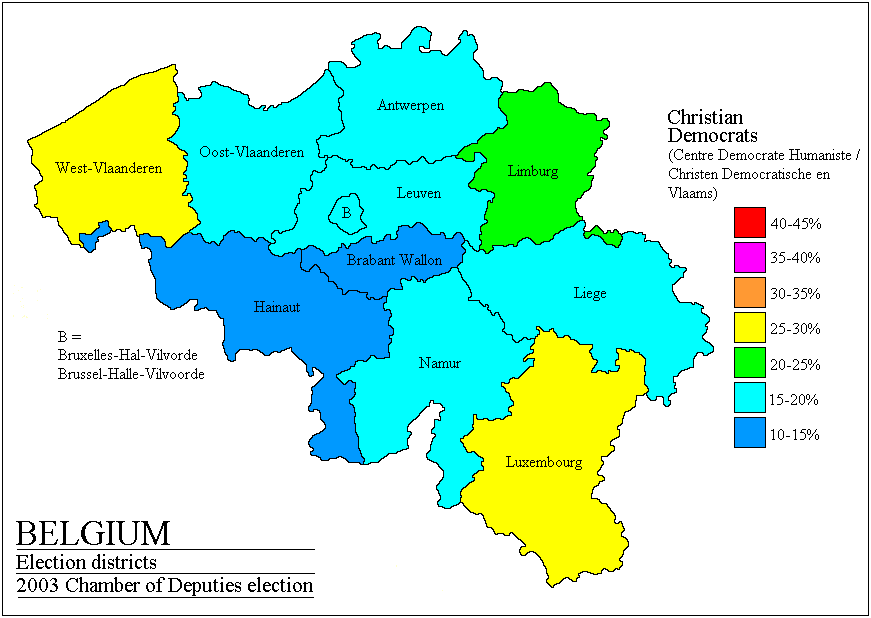 belgium legislative election 2003 map christian democrats