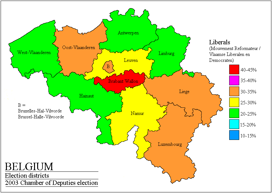 belgium legislative election 2003 map liberals