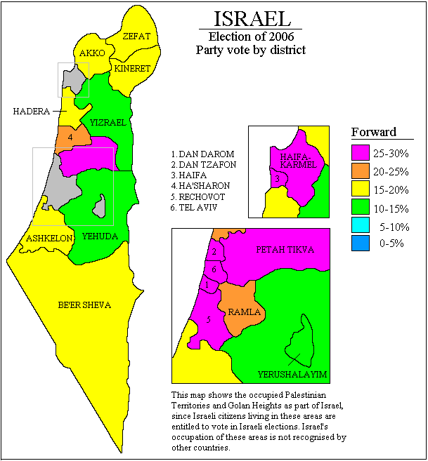 israel legisltative electin 2006 map kadima