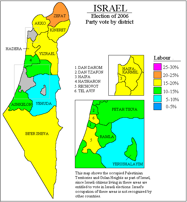 israel legislative election 2006 map labour
