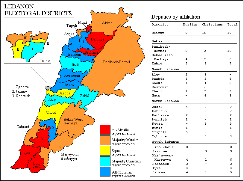 lebanon legislative election 2005 map