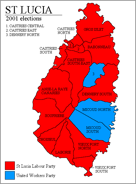 saint lucia election 2001 map